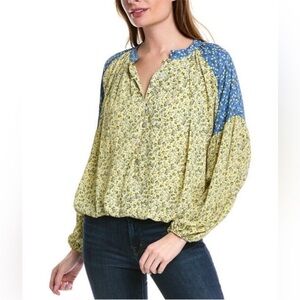 T Tahari Bubble Hem Blouse Sz M